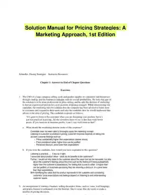 Solution Manual for Pricing Strategies: A Marketing Approach, 1st Edition