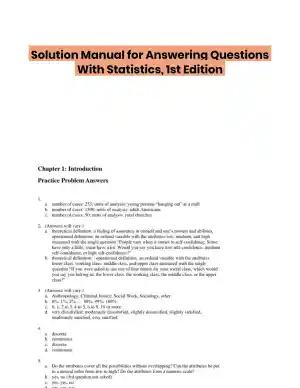 Solution Manual for Answering Questions With Statistics, 1st Edition