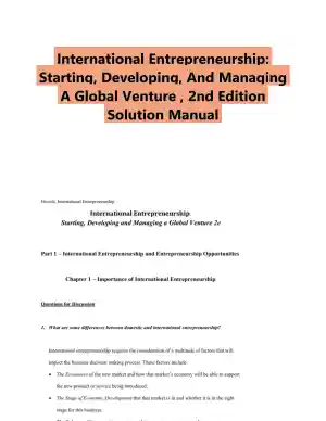 International Entrepreneurship: Starting, Developing, And Managing A Global Venture , 2nd Edition Solution Manual