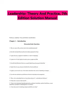 Leadership: Theory And Practice, 7th Edition Solution Manual