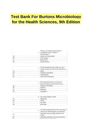 Test Bank For Burtons Microbiology for the Health Sciences, 9th Edition