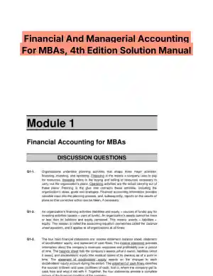 Financial And Managerial Accounting For MBAs, 4th Edition Solution Manual