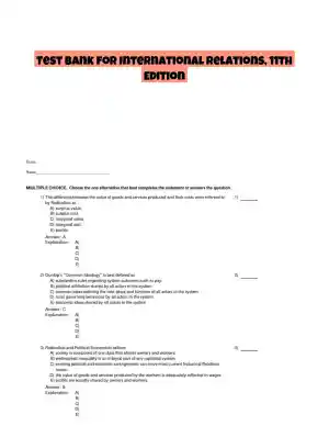 Test Bank for International Relations, 11th Edition