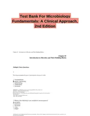 Test Bank For Microbiology Fundamentals: A Clinical Approach, 2nd Edition