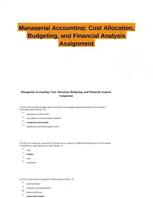 Managerial Accounting: Cost Allocation, Budgeting, and Financial Analysis Assignment