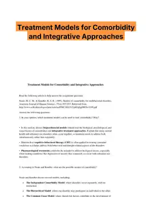 Treatment Models for Comorbidity and Integrative Approaches
