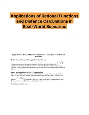 Applications of Rational Functions and Distance Calculations in Real-World Scenarios