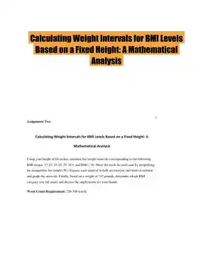Calculating Weight Intervals for BMI Levels Based on a Fixed Height: A Mathematical Analysis