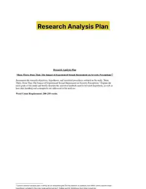 Research Analysis Plan