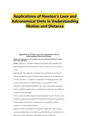 Applications of Newton's Laws and Astronomical Units in Understanding Motion and Distance