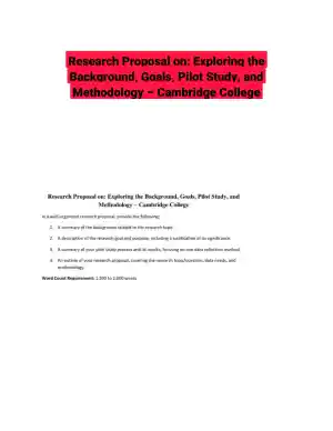 Research Proposal on: Exploring the Background, Goals, Pilot Study, and Methodology � Cambridge College