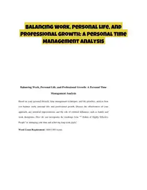 Balancing Work, Personal Life, and Professional Growth: A Personal Time Management Analysis