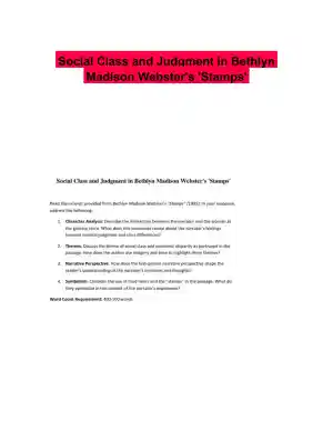 Social Class and Judgment in Bethlyn Madison Webster's 'Stamps'