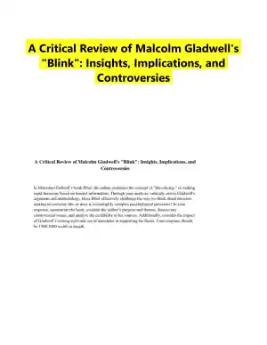 A Critical Review of Malcolm Gladwell's "Blink": Insights, Implications, and Controversies