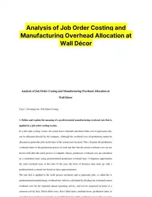 Analysis of Job Order Costing and Manufacturing Overhead Allocation at Wall D�cor