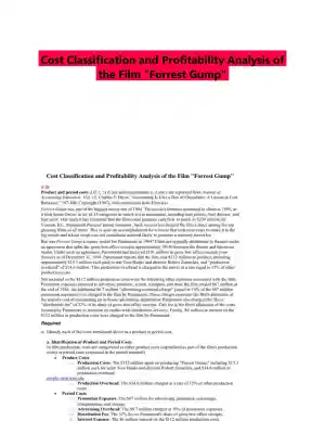 Cost Classification and Profitability Analysis of the Film "Forrest Gump"