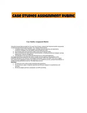 Case Studies Assignment Rubric