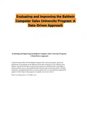 Evaluating and Improving the Baldwin Computer Sales University Program: A Data-Driven Approach
