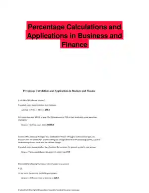 Percentage Calculations and Applications in Business and Finance