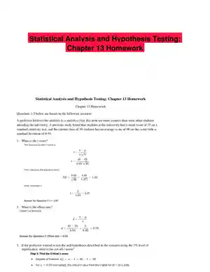 Statistical Analysis and Hypothesis Testing: Chapter 13 Homework