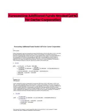 Forecasting Additional Funds Needed (AFN) for Carter Corporation
