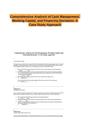 Comprehensive Analysis of Cash Management, Working Capital, and Financing Decisions: A Case Study Approach