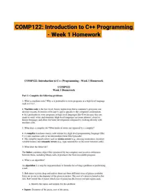 COMP122: Introduction to C++ Programming - Week 1 Homework