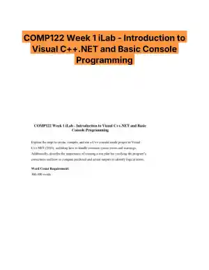 COMP122 Week 1 iLab - Introduction to Visual C++.NET and Basic Console Programming