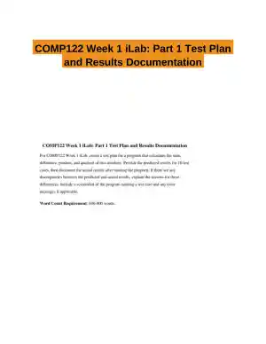 COMP122 Week 1 iLab: Part 1 Test Plan and Results Documentation