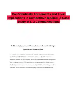 Confidentiality Agreements and Their Implications in Competitive Bidding: A Case Study of L-3 Communications