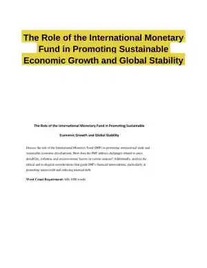 The Role of the International Monetary Fund in Promoting Sustainable Economic Growth and Global Stability