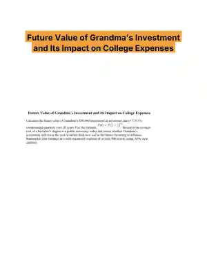 Future Value of Grandma�s Investment and Its Impact on College Expenses