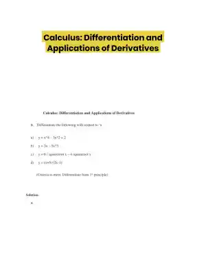 Calculus: Differentiation and Applications of Derivatives