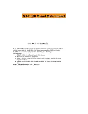 MAT 300 M and Ms� Project
