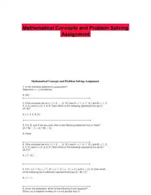 Mathematical Concepts and Problem Solving Assignment