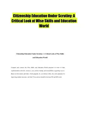 Citizenship Education Under Scrutiny: A Critical Look at Wise Skills and Education World