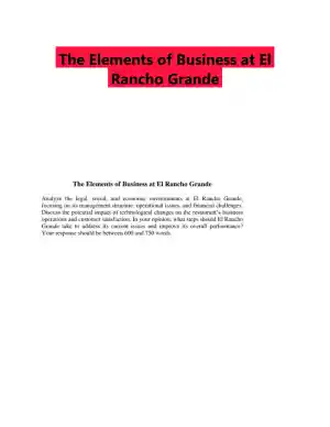 The Elements of Business at El Rancho Grande