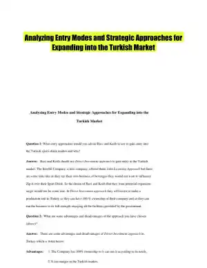 Analyzing Entry Modes and Strategic Approaches for Expanding into the Turkish Market
