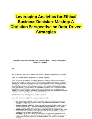 Leveraging Analytics for Ethical Business Decision-Making: A Christian Perspective on Data-Driven Strategies