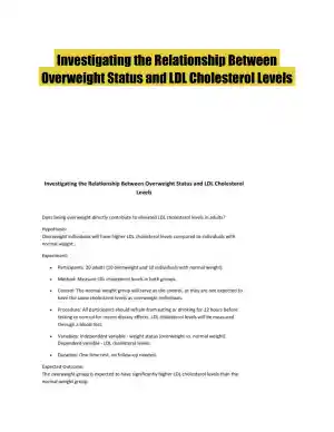 Investigating the Relationship Between Overweight Status and LDL Cholesterol Levels