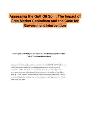 Assessing the Gulf Oil Spill: The Impact of Free Market Capitalism and the Case for Government Intervention