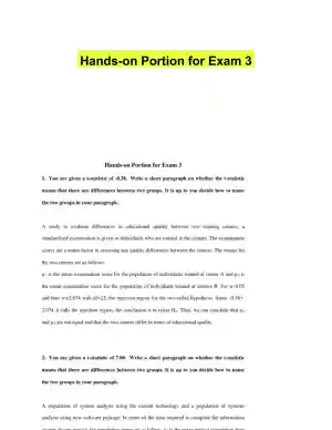 Hands-on Portion for Exam 3