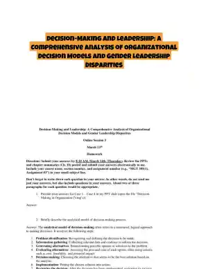 Decision-Making and Leadership: A Comprehensive Analysis of Organizational Decision Models and Gender Leadership Disparities