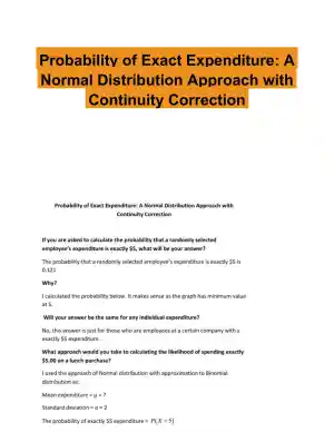 Probability of Exact Expenditure: A Normal Distribution Approach with Continuity Correction