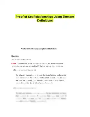 Proof of Set Relationships Using Element Definitions