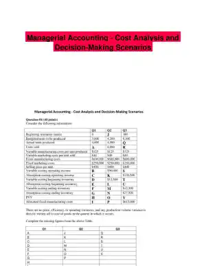 Managerial Accounting - Cost Analysis and Decision-Making Scenarios
