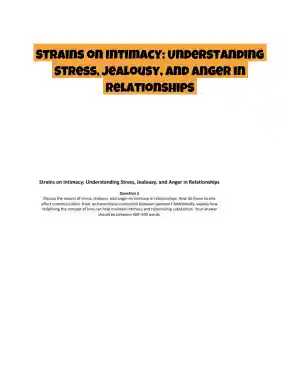 Strains on Intimacy: Understanding Stress, Jealousy, and Anger in Relationships