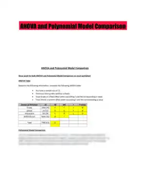 ANOVA and Polynomial Model Comparison