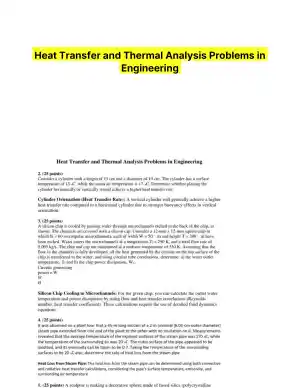 Heat Transfer and Thermal Analysis Problems in Engineering