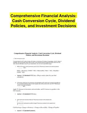 Comprehensive Financial Analysis: Cash Conversion Cycle, Dividend Policies, and Investment Decisions